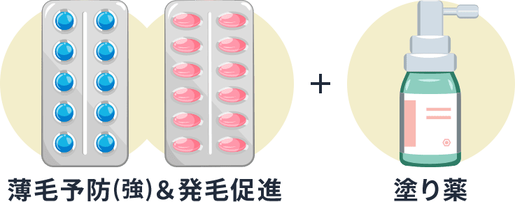 薄毛予防薬(強)+発毛促進薬+塗り薬